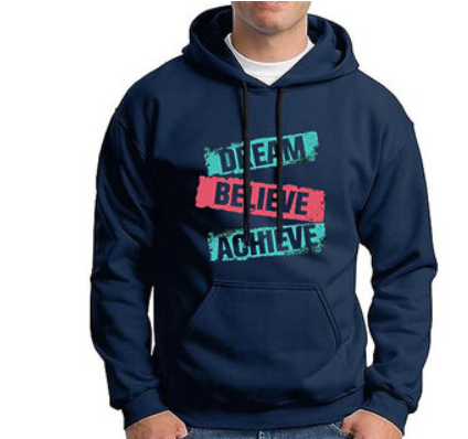 HIT SQUARE Men Blue Printed Hooded Full Sleeve Sweatshirt.