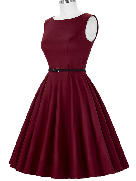 Women’s Elegant Fit & Flare Dress (Maroon)