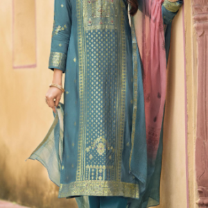 Women’s Elegant Ethnic Suit Set with Dupatta (Teal Green)